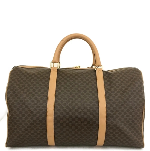 CELINE Macadam Brown PVC Boston Travel Hand Bag. Watch Video - Picture 4 of 9